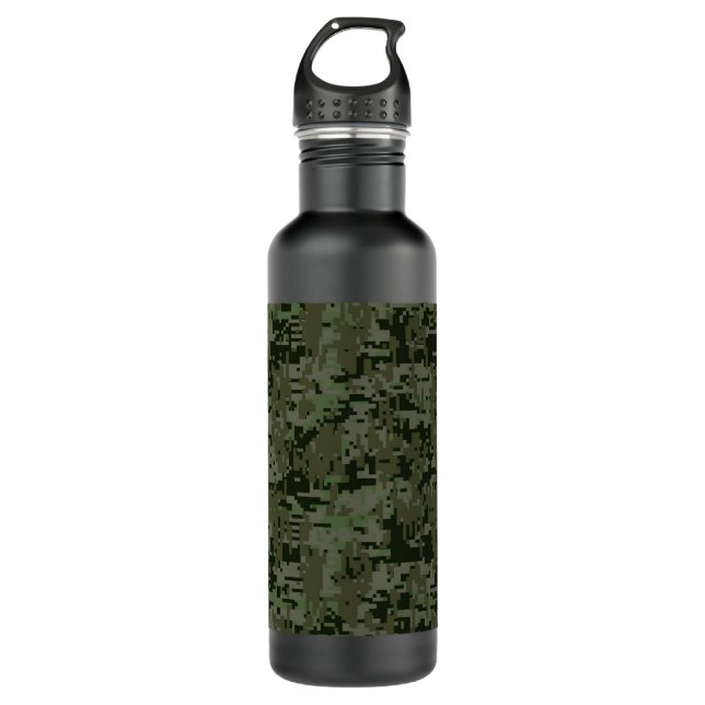 Deep Woods Digital Camouflage Camo Pattern Stainless Steel Water Bottle (Front)