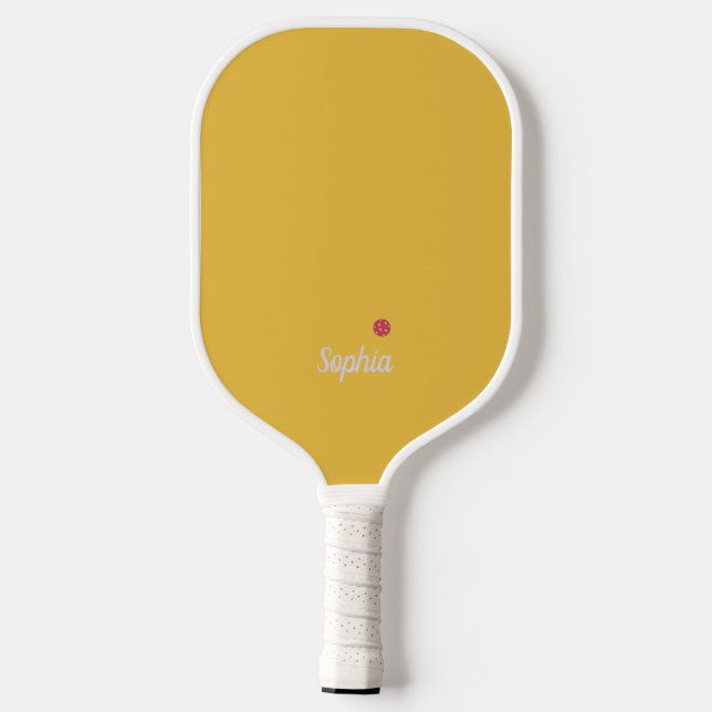 Deep Yellow and White Modern Monogram  Pickleball Paddle