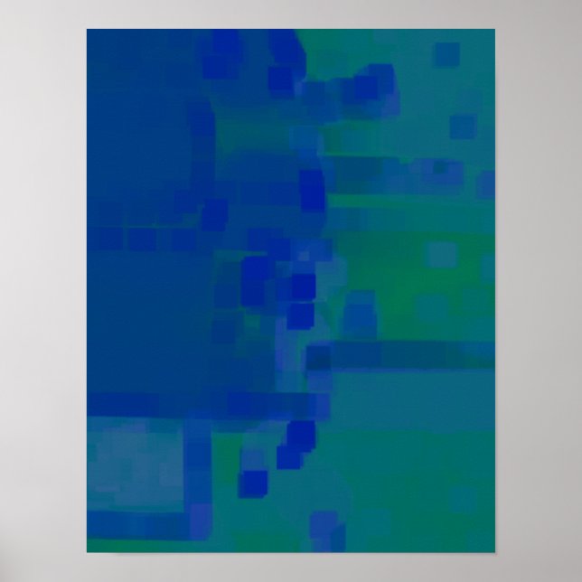 "DeepBlue"  Geometric Art Poster (Front)