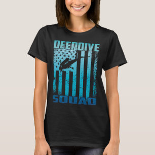 DeepDive Squad US Flag Underwater Scuba Diving T-Shirt