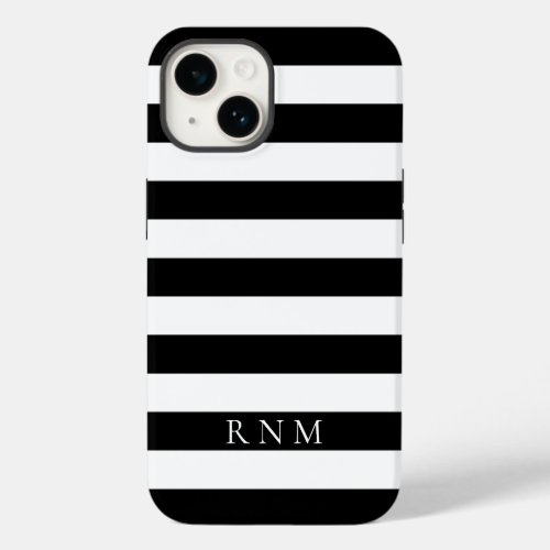Deepest Black Stripes Name or Monogram iPhone 14 Case_Mate iPhone 14 Case
