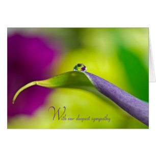 Deepest Sympathy dewdrop on leaf Cards