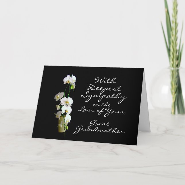 Deepest Sympathy Great Grandmother White Orchids Card (Front)