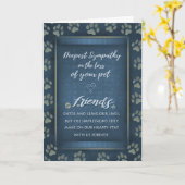 Deepest Sympathy Pet Loss  Blue & Gold Paw Prints Card (Yellow Flower)