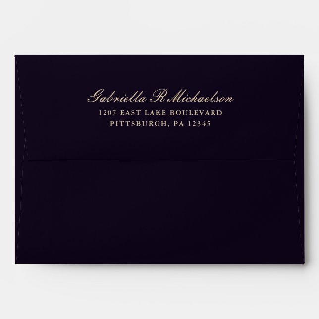 Deepest Violet Return Address Wedding Envelope (Back (Top Flap))