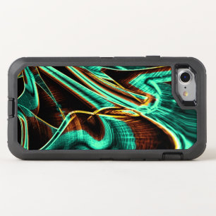 Deeply crooked tapes aquamarine and coffee grooves OtterBox defender iPhone SE/8/7 case
