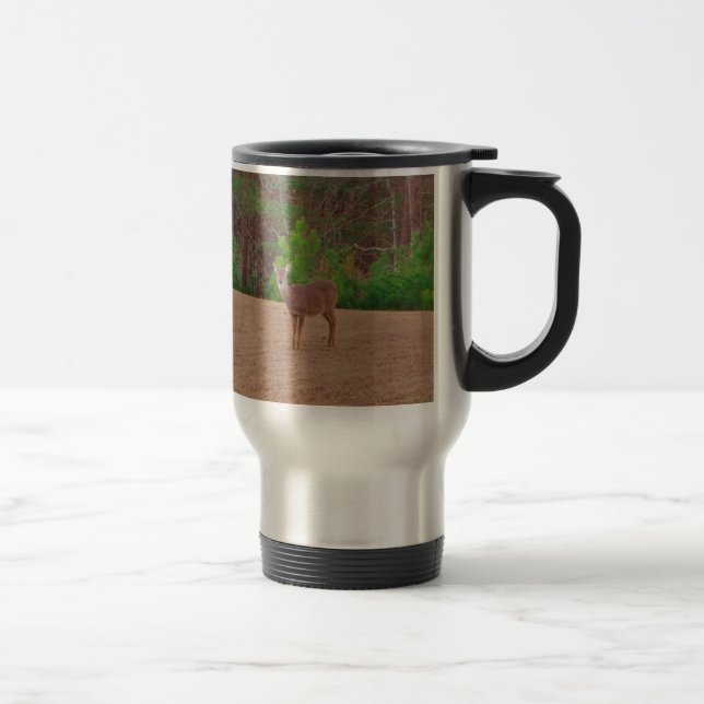 Deer A Doe in the Winter Grass Travel Mug (Right)