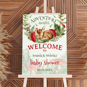 Deer Adventure Greenery Baby Shower Welcome Sign