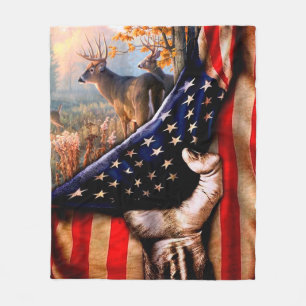 Deer American Flag Blanket,