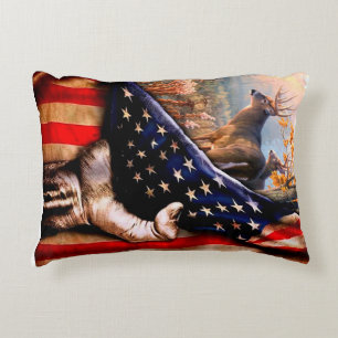 Deer American Flag Blanket, Accent Pillow