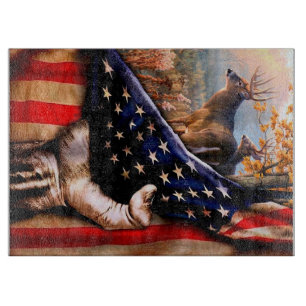 Deer American Flag Blanket, Cutting Board