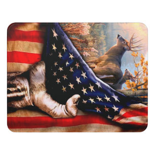 Deer American Flag Blanket, Door Sign