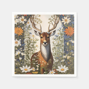 Deer Amid Daisy Flowers Napkins