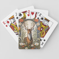 Deer Amid Daisy Flowers  Playing Cards