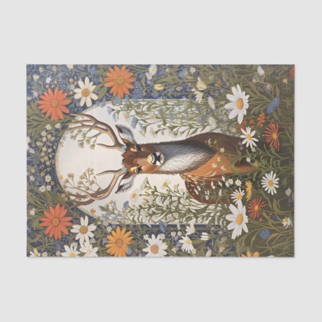 Deer Amid Daisy Flowers  Tissue Paper (Front)