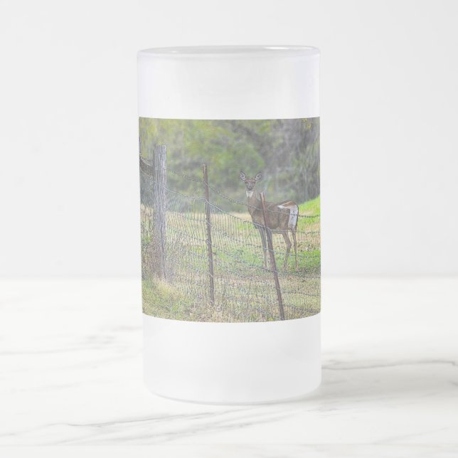 Deer And A Squirrel Painterly Frosted Glass Beer M Mug (Center)