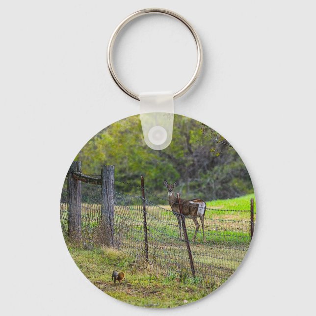 Deer And A Squirrel Painterly Keychain (Front)
