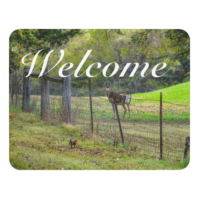 Deer And A Squirrel Painterly Welcome Sign (Contemporary Front)