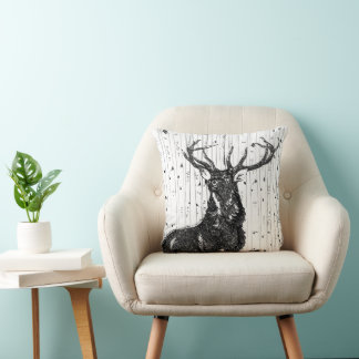 Deer and Birch Tree Pillow