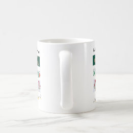 deer and block print red and green mug
