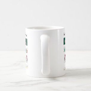 deer and block print red and green mug