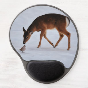 Deer and Dove in Snow Wrist Mouse Pad