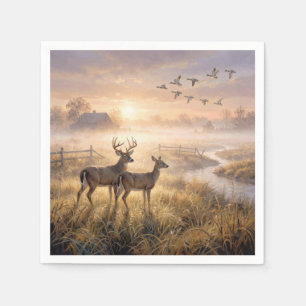 Deer and Ducks in Morning Mist Napkins