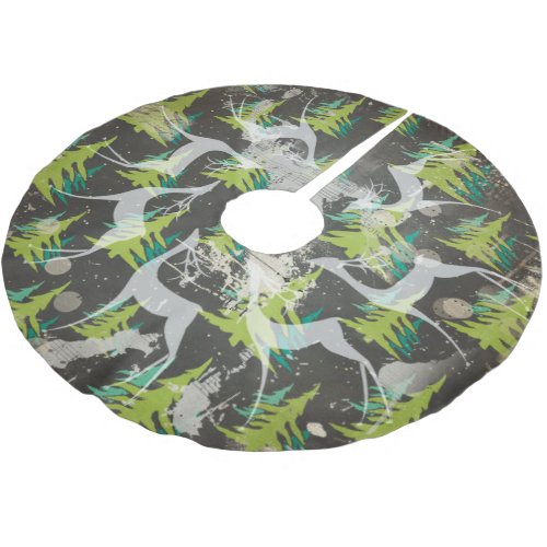 Deer and Evergreen Trees Holiday Tree Skirt