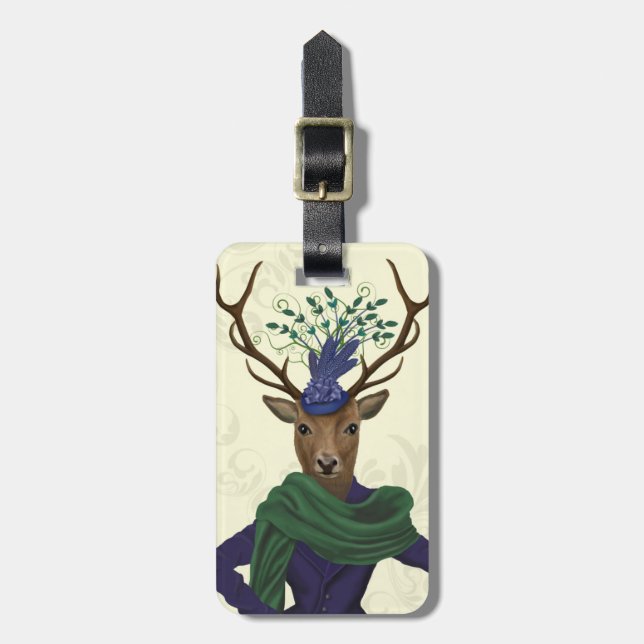 Deer and Fascinator 2 Luggage Tag (Front Vertical)