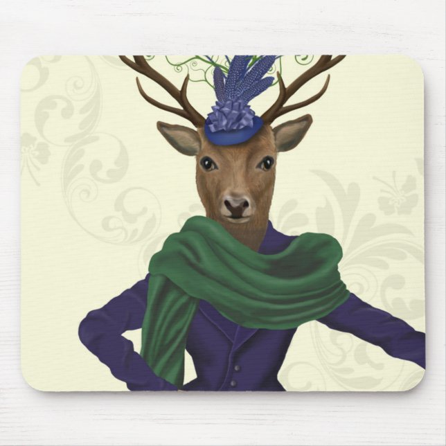 Deer and Fascinator 2 Mouse Pad (Front)