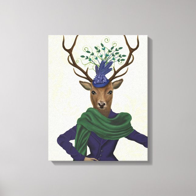 Deer and Fascinator Canvas Print (Front)