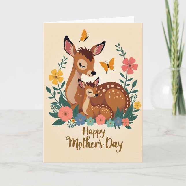 Deer And Fawn Mothers Day Card (Front)