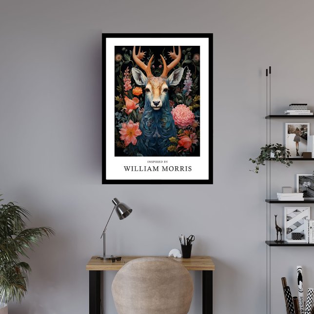 Deer and flowers inspired by William Morris Framed Art (Deer and flowers inspired by William Morris Framed Art)