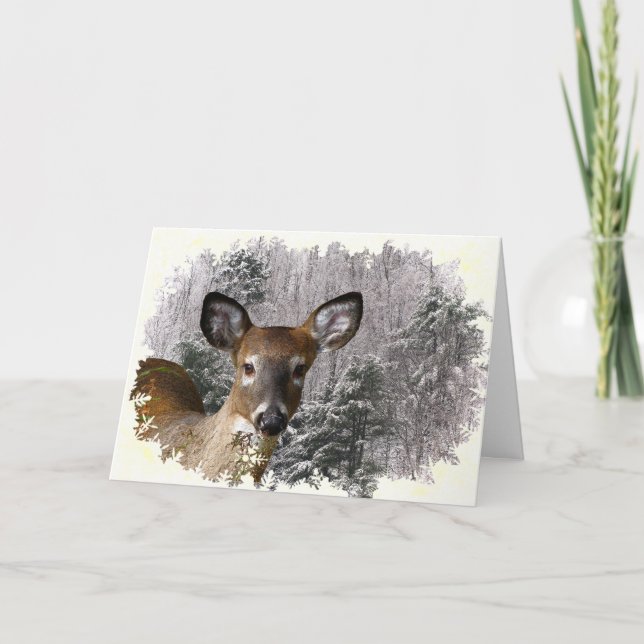 Deer and Frosty Hills Christmas Holiday Card (Front)