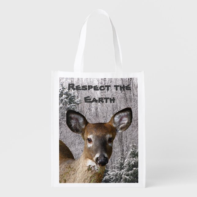 Deer and Frosty Hills - Earth Day Grocery Bag (Front)