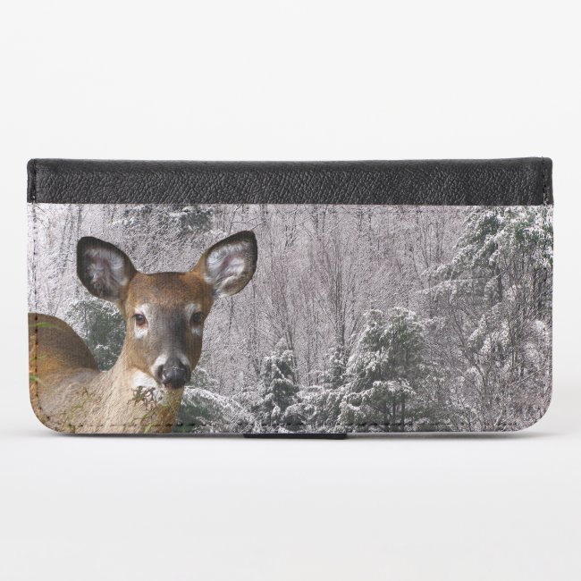 Deer and Frosty Winter Hills iPhone X Wallet Case