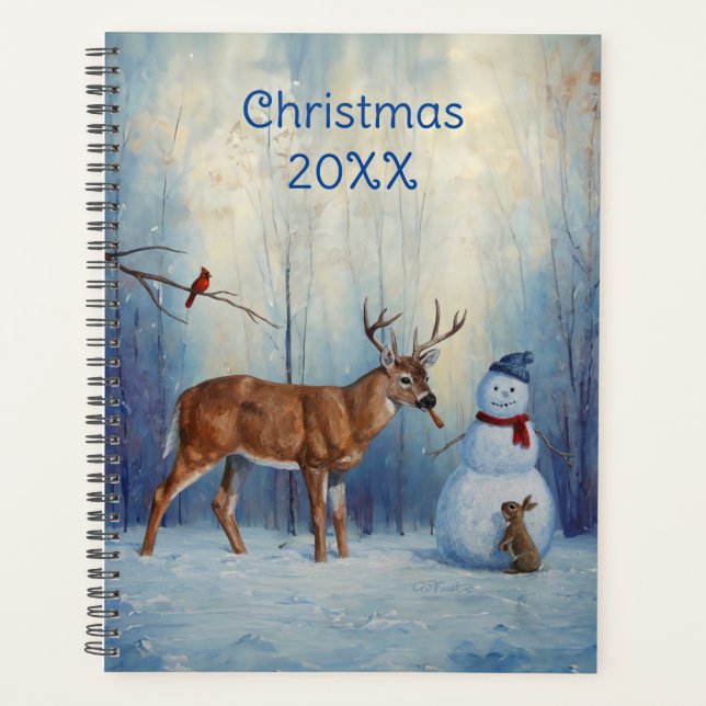 Deer and Happy Snowman Winter Holiday Scene Planner (Front)