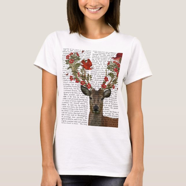 Deer and Love Birds 2 T-Shirt (Front)