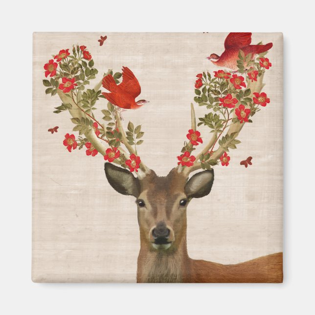 Deer and Love Birds Magnet (Front)