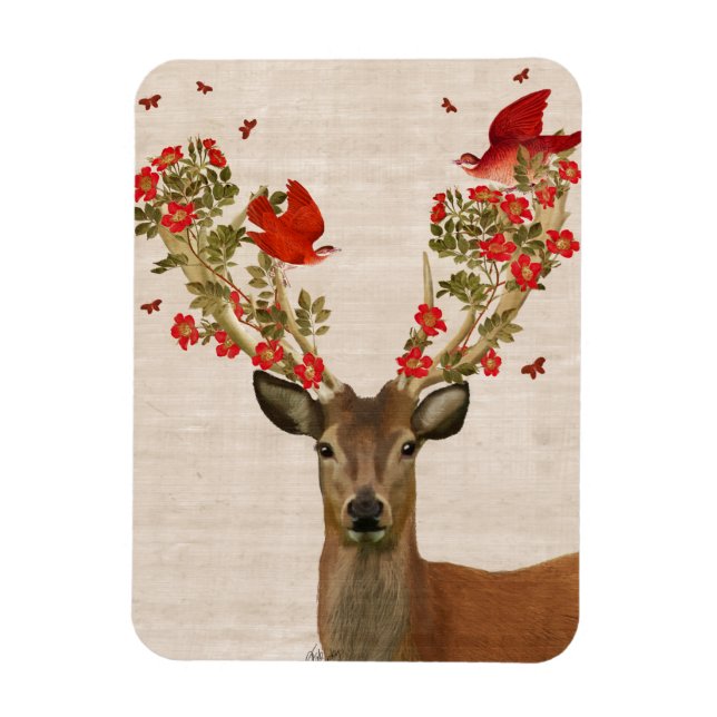 Deer and Love Birds Magnet (Vertical)