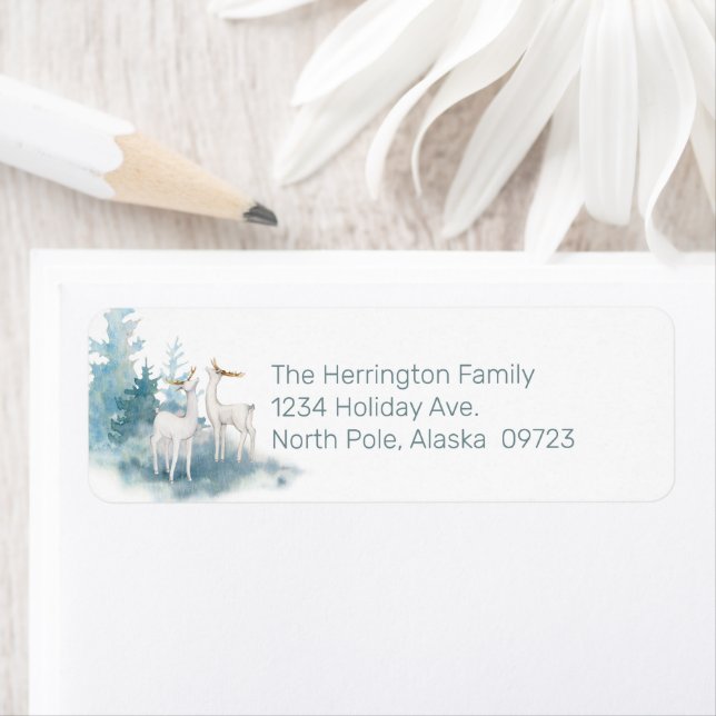 Deer and Pine Trees in Pastels Label (Insitu)