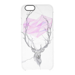 Deer and pink geometric heart drawing Animal art Clear iPhone 6/6S Case