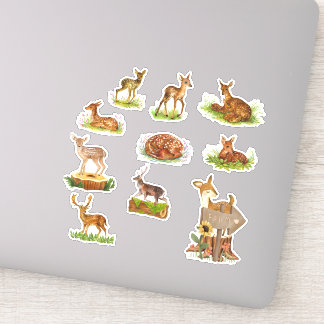 Deer and Plant Custom-Cut Vinyl Sticker