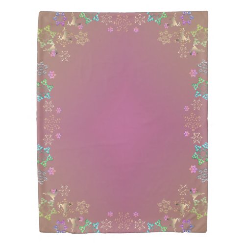 Deer and Snowflakes on Purple Gradient Duvet Cover