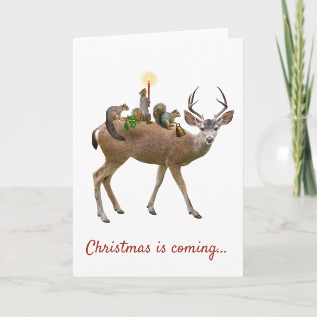 Deer and Squirrels Christmas Card (Front)
