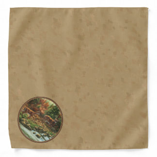Deer and Stream Waterfall Tan Bandana