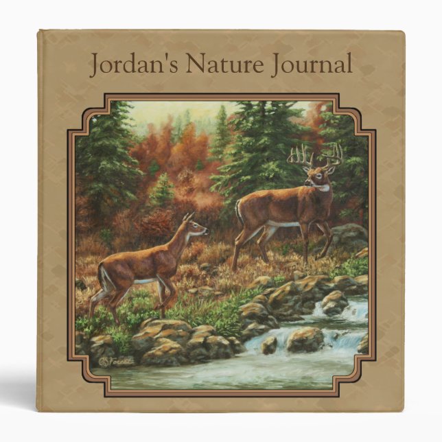 Deer and Stream Waterfall Tan Binder (Front)