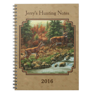 Deer and Stream Waterfall Tan Notebook