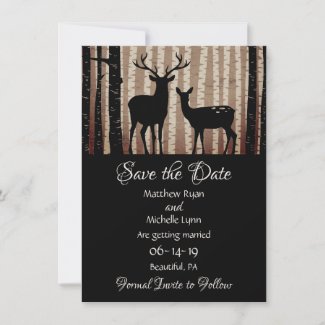 Deer and Trees Rustic Autumn Woodland Wedding Save The Date