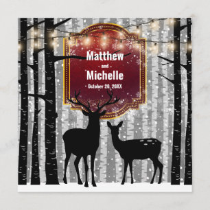 Deer and Trees Rustic Winter Woodland Wedding Invitation